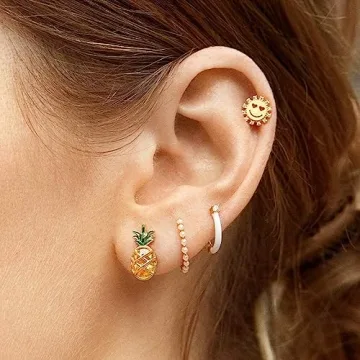 KissYan Gold Huggie Enamel Earrings for Fashion Lovers