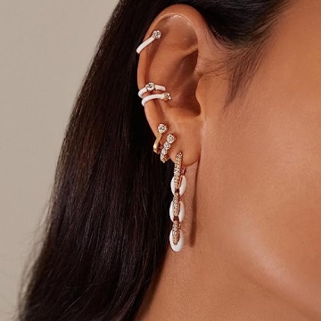 KissYan Gold Huggie Enamel Earrings for Fashion Lovers