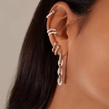 KissYan Gold Huggie Enamel Earrings for Fashion Lovers