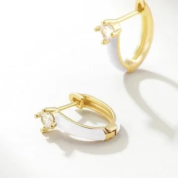 KissYan Gold Huggie Enamel Earrings for Fashion Lovers