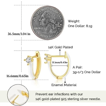 KissYan Gold Huggie Enamel Earrings for Fashion Lovers