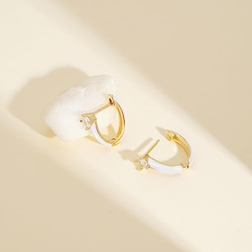 KissYan Gold Huggie Enamel Earrings for Fashion Lovers