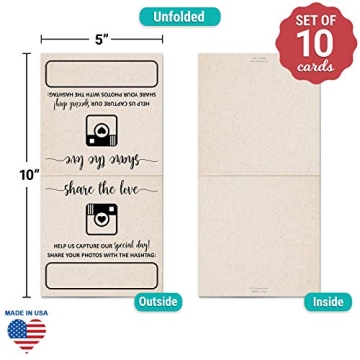 Wedding Hashtag Signs 5x5 Folded Premium Quality USA