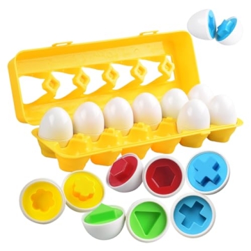 CPSYUB Matching Eggs Toys Color & Shape Recognition Sorter Puzzle, Montessori Toys for Baby Easter T...