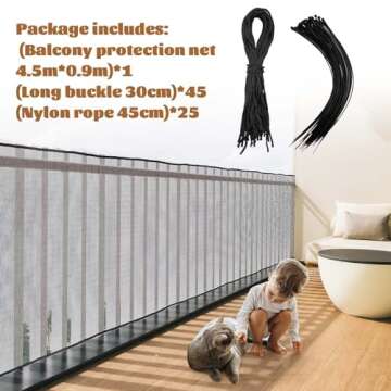 Hosuly Banister Guard for Baby and Pet Safety Net