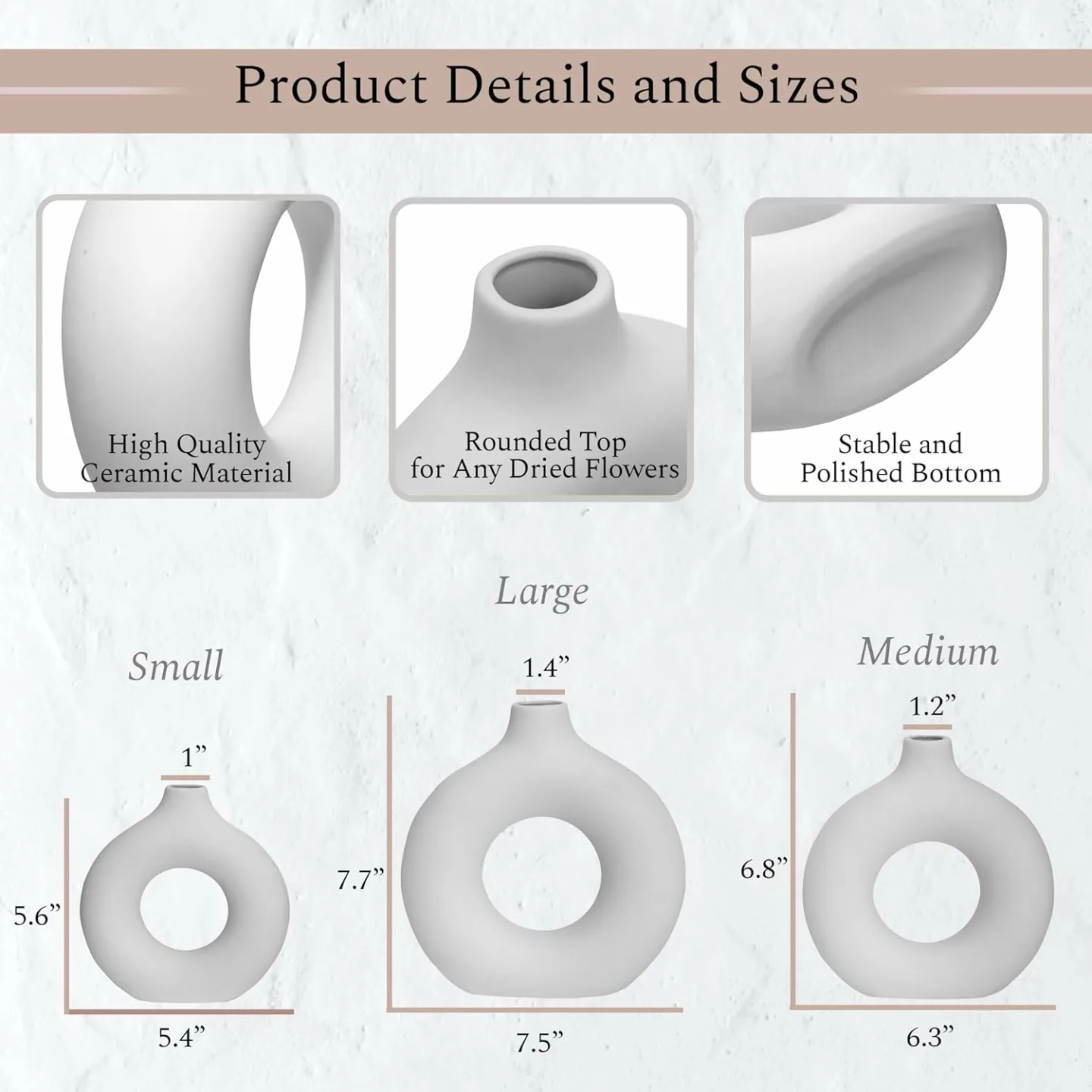 White Ceramic Vases with Pampas Grass for Home Decor