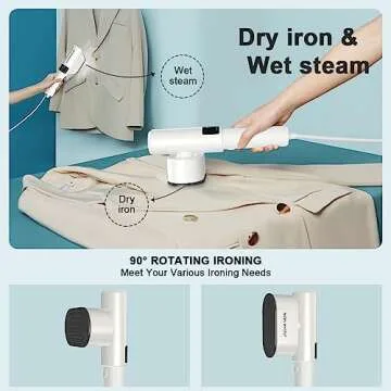 Enjoy Myself Handheld Steamer for Clothes, Mini Travel Clothes Steamer with LCD Screen, 90° Rotation Portable Garment Steamer for Home, Powerful Clothing Iron, Both Wet Steam and Dry Iron