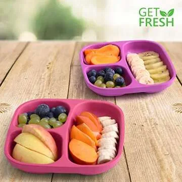 GET FRESH Bamboo Kids Divided Plates Set for Easy Meals
