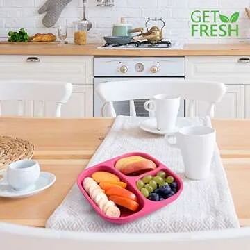GET FRESH Bamboo Kids Divided Plates Set for Easy Meals
