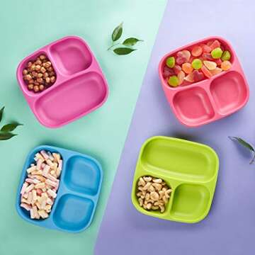 GET FRESH Bamboo Kids Divided Plates Set for Easy Meals