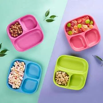 GET FRESH Bamboo Kids Divided Plates Set for Easy Meals