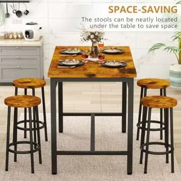 AWQM 5-Piece Bar Table and Chairs Set for Home Decor