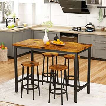 AWQM 5-Piece Bar Table and Chairs Set for Home Decor