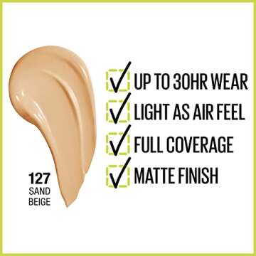 Maybelline Super Stay Full Coverage Liquid Foundation Active Wear Makeup, Up to 30Hr Wear, Transfer,...
