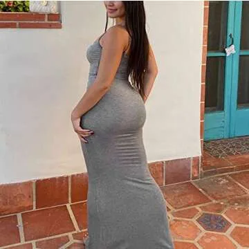 Women's Sexy Hollow Out Maxi Dress Solid Color Halter Neck Cami Dress High Split Elegant Evening Party Formal Dress