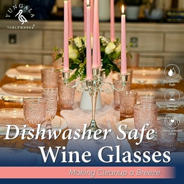 Vintage Pink Wine Glasses Set Dishwasher Safe Elegant Goblets