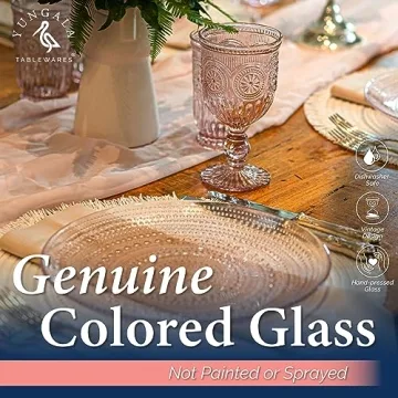 Vintage Pink Wine Glasses Set Dishwasher Safe Elegant Goblets