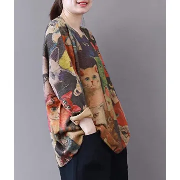 YESNO Women's Christmas Oversized Graphic Sweater