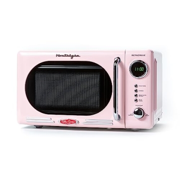 Nostalgia Retro Compact Countertop Microwave Oven - 0.7 Cu. Ft. - 700-Watts with LED Digital Display...