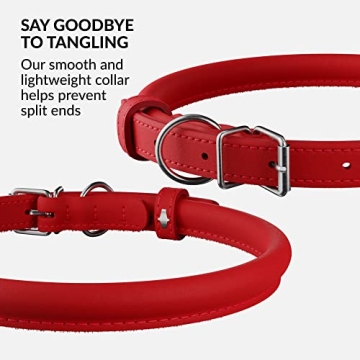 CollarDirect Rolled Leather Dog Collar - Soft Padded Round Collar for Dogs & Cats, 13 Colors Availab...