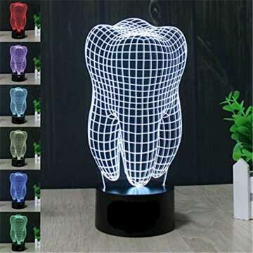 Tooth Shape 3D Illusion LED Table Lamp - Unique Home Decor