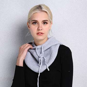 Facecozy Winter Knitted Hooded Scarf Hat for Women