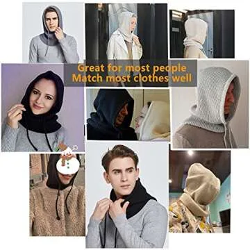 Facecozy Winter Knitted Hooded Scarf Hat for Women