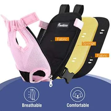 Pawaboo Pet Carrier Backpack, Adjustable Pet Front Cat Dog Carrier Backpack Travel Bag, Legs Out, Easy-Fit for Traveling Hiking Camping for Small Medium Dogs Cats Puppies, Small, Pink