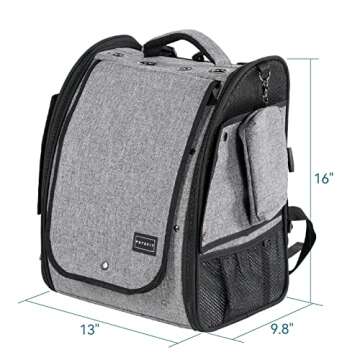 Petsfit Bird Carrier Medium Size with Stainless Steel Bowl, Parrot Backpack Includes Slide Tray for Easy Cleaning, 13" x 10" x 16"