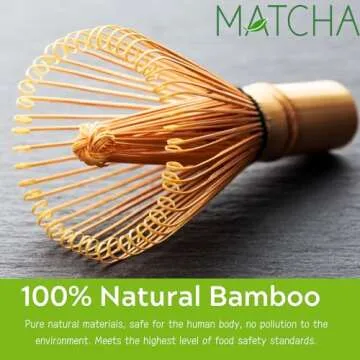 KAISHANE Japanese Matcha Whisk Set Matcha Tea Ceremony Set of 4 Including 100 Prong Matcha Whisk, Traditional Scoop, Tea Spoon and Ceramic Matcha Bowls