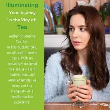 KAISHANE Japanese Matcha Whisk Set Matcha Tea Ceremony Set of 4 Including 100 Prong Matcha Whisk, Traditional Scoop, Tea Spoon and Ceramic Matcha Bowls