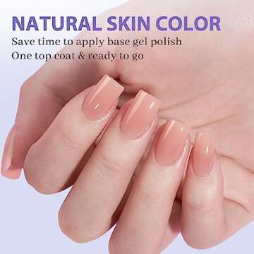 BTArtboxnails Short Sqaure Gel Nail Tips - Pre Colored Soft Gel Nail Tips, Skin Tones Press on Nails...