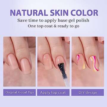 BTArtboxnails Short Sqaure Gel Nail Tips - Pre Colored Soft Gel Nail Tips, Skin Tones Press on Nails, Natural XCOATTIPS Pre Applied Tip Primer