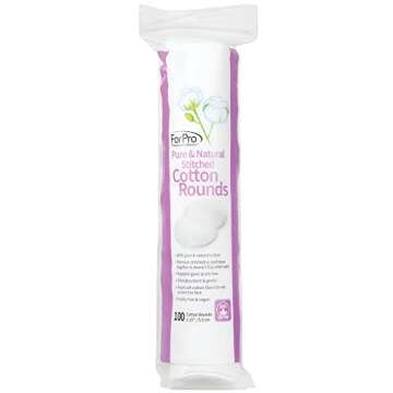 ForPro Pure & Natural Stitched Cotton Rounds for Face (400-Count), 100% Pure Cotton Makeup Remover Pads, Hypoallergenic, Lint-Free, Vegan & Cruelty-Free, Pack of 4-100 Cotton Pads