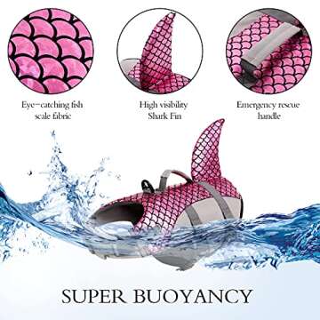 MAZORT Dog Life Jacket, Pet Floatation Vest Reflective Swimsuit Shark Ripstop Lifesaver with Durable Rescue Handle for Small, Medium, Large Dogs (Pink, X-Large)