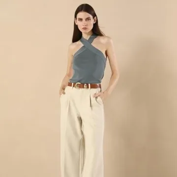 Elegant RISANTRY Brown Belt with Gold Buckle for Women