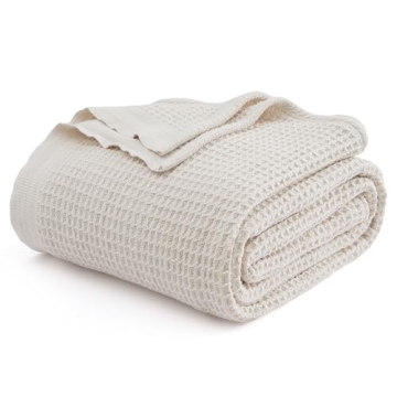 Bedsure 100% Cotton Waffle Weave Blanket - Elegant Comfort for All Seasons