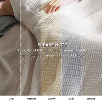 Bedsure Cotton Waffle Weave Blanket - Cozy Lightweight Comfort