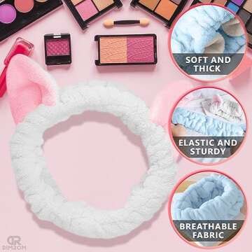 3Pcs Makeup Headbands for Women - Make Up Headband Plush Spa Headband Adult Cat Ears Headband Soft Skin Care - Stretch Headbands for Girls Headband