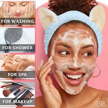 3Pcs Makeup Headbands for Women - Make Up Headband Plush Spa Headband Adult Cat Ears Headband Soft Skin Care - Stretch Headbands for Girls Headband