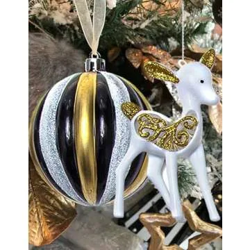 Elegant Deer Theme Christmas Ball Ornaments Set - 59 Count Assorted Decorative Hanging Ornaments for...