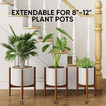 Stylish Mid Century Modern Bamboo Plant Stands Set