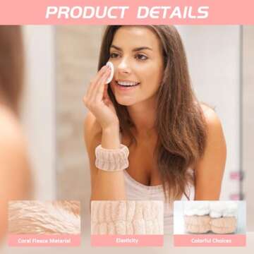 Face Washing Wristbands-Absorbent Wristband for Washing Face Microfiber Wrist Wash Band Towel, Makeu...