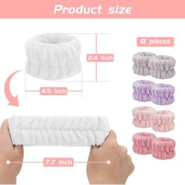 Face Washing Wristbands-Absorbent Wristband for Washing Face Microfiber Wrist Wash Band Towel, Makeup Skincare Prevent Liquids Spilling Down Arm (Purple, Pink, Pale Pink, Light Brown)