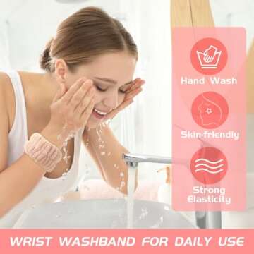 Face Washing Wristbands-Absorbent Wristband for Washing Face Microfiber Wrist Wash Band Towel, Makeup Skincare Prevent Liquids Spilling Down Arm (Purple, Pink, Pale Pink, Light Brown)