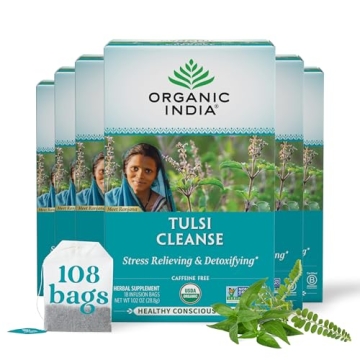 Organic India Tulsi Cleanse Detox Tea - Holy Basil, Ginger, and Turmeric Herbal Blend for Stress Rel...