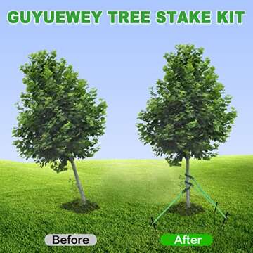 Guyuewey Heavy Duty Tree Stake Kits, Tree Stakes for Young Trees Straightening, Garden Tree Supports...