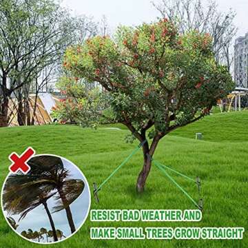 Guyuewey Heavy Duty Tree Stake Kits, Tree Stakes for Young Trees Straightening, Garden Tree Supports for Leaning Tree Outdoor, 3Pcs Tree Straps, 3Pcs Metal Stakes, 3Pcs Rope for Anchoring (1)