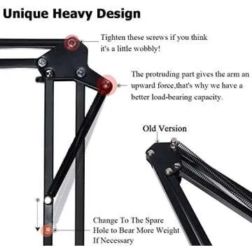 Eastshining Upgraded Adjustable Microphone Suspension Boom Scissor Arm Stand with Shock Mount Mic Clip Holder 3/8'' to 5/8'' Screw Adapter -for Blue Yeti, Snowball & Other Microphones