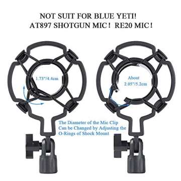Eastshining Upgraded Adjustable Microphone Suspension Boom Scissor Arm Stand with Shock Mount Mic Clip Holder 3/8'' to 5/8'' Screw Adapter -for Blue Yeti, Snowball & Other Microphones